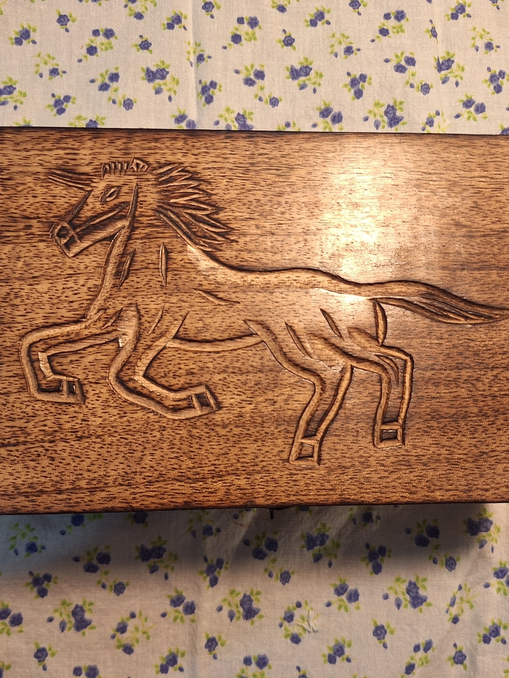Hand-Carved Wooden Horse Jewelry Box – Rustic Keepsake Trinket Box, Equestrian